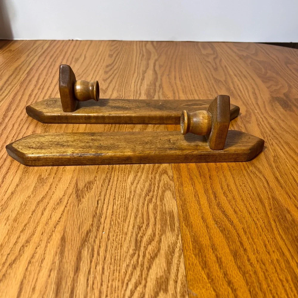 Vintage Wood Wall Candle Sconces Pair Primitive Country Farmhouse Candle Holders
